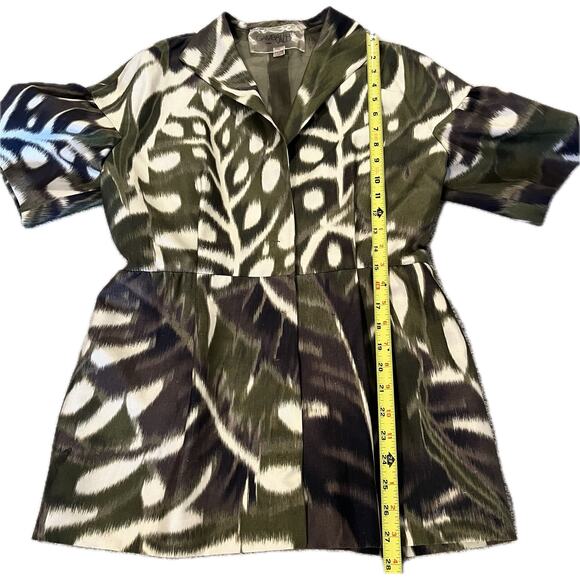 Giambattista Valli Green print short sleeve jacket blouse with button 44/M Italy - Picture 12 of 16